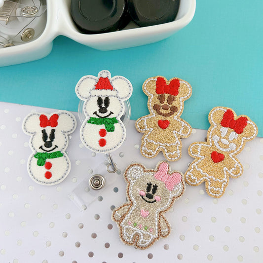 Snowman & Gingerbread Mouse Removable Badge Toppers