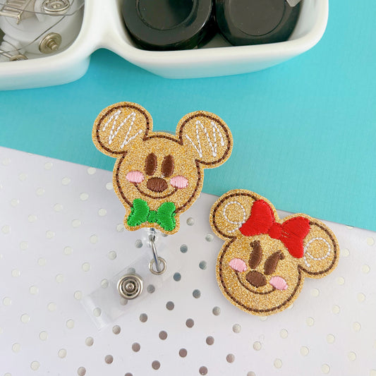 Mr & Mrs Gingerbread Mouse Removable Badge Toppers
