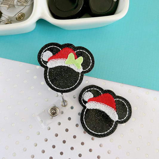 Mr & Mrs Santa Mouse Removable Badge Toppers