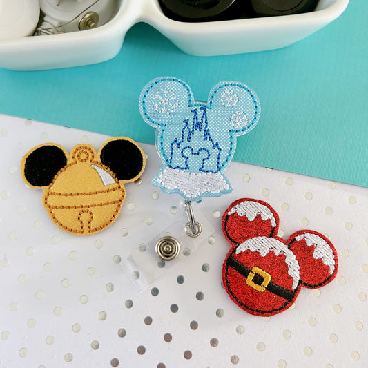 Festive Christmas Mouse Removable Badge Toppers