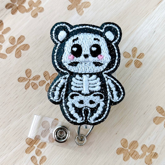 Skeleton Care Bear Removable Badge Topper