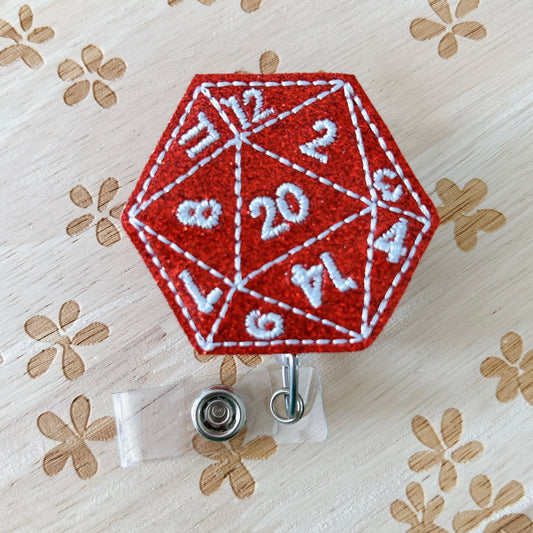 D20 Dice Removable Badge Topper