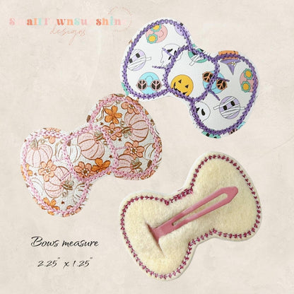 Pastel Halloween Collection - Embroidered Bow Snap Clip Barrettes