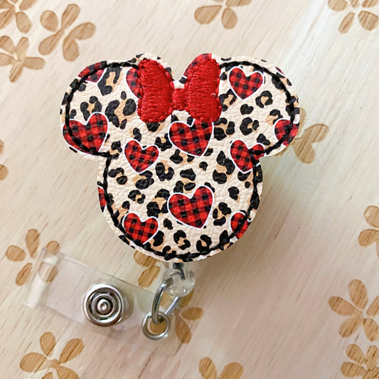Hearts & Cheetah Mouse Removable Badge Topper
