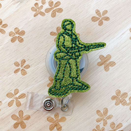 Green Army Guy Removable Badge Topper