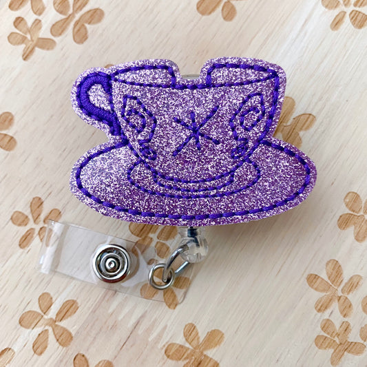 Purple Teacup Removable Badge Topper