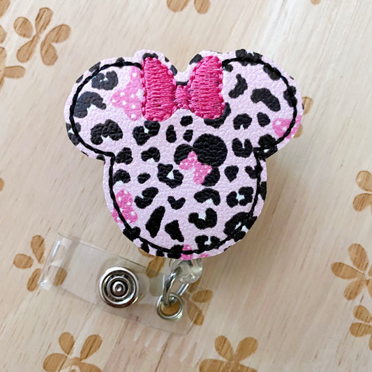 Pink Cheetah Mouse Removable Badge Topper